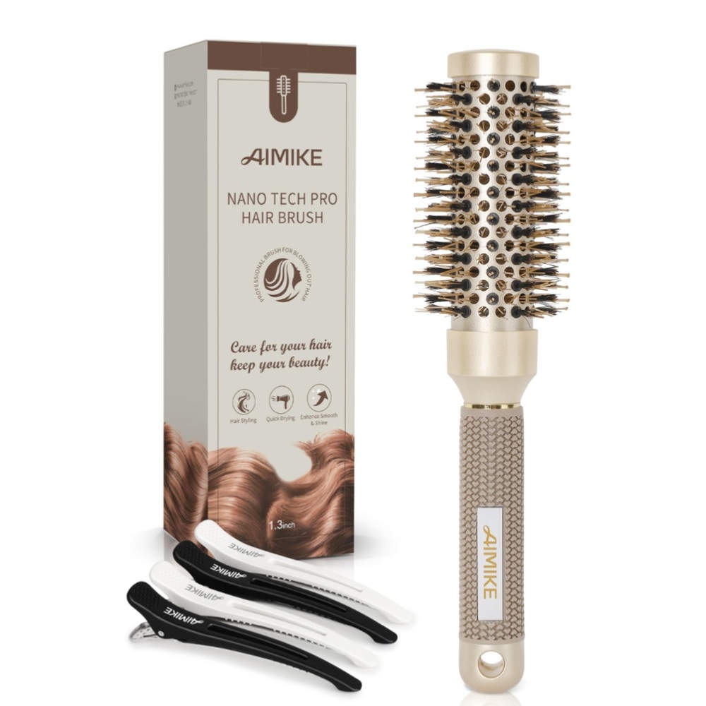 Nano Pro Tech BOAR BRISTLE Thermal Ceramic Ionic ROUND HAIR BRUSH.